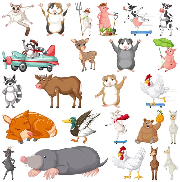 Conjunto de diferentes niños de animales.