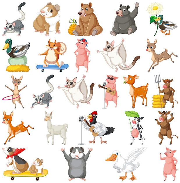 Vector gratuito conjunto de diferentes niños de animales.