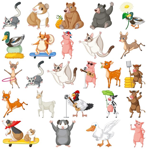 Conjunto de diferentes niños de animales.