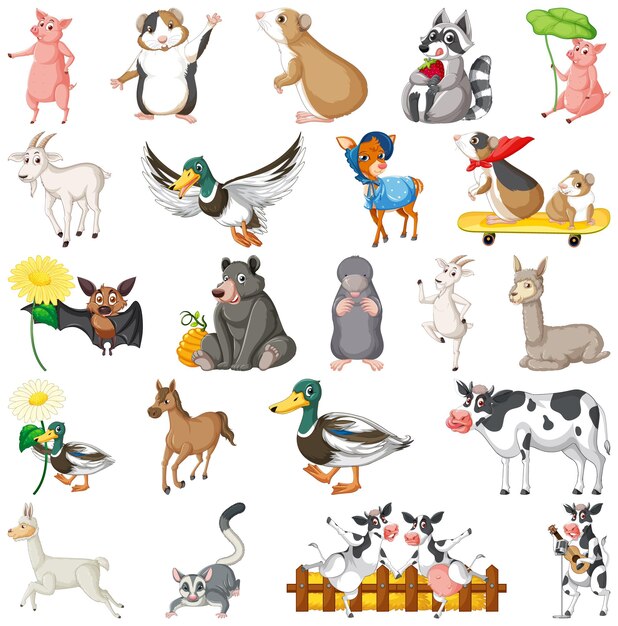 Conjunto de diferentes niños de animales.