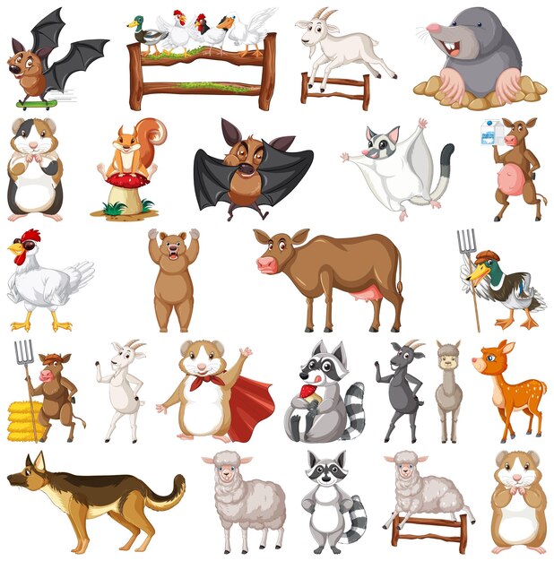 Conjunto de diferentes niños de animales.