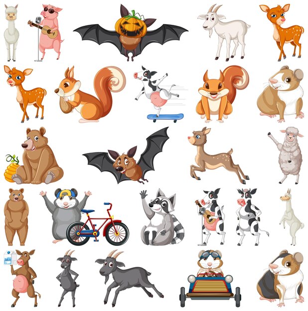 Conjunto de diferentes niños de animales.