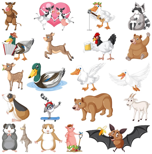 Vector gratuito conjunto de diferentes niños de animales.