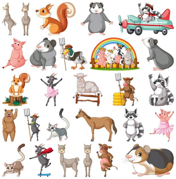 Conjunto de diferentes niños de animales.