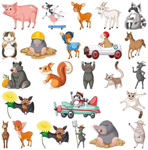 Conjunto de diferentes niños de animales.