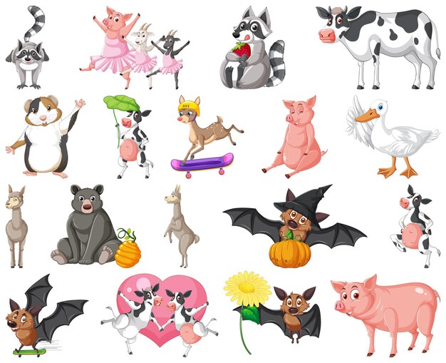Conjunto de diferentes niños de animales.