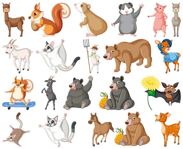 Conjunto de diferentes niños de animales.