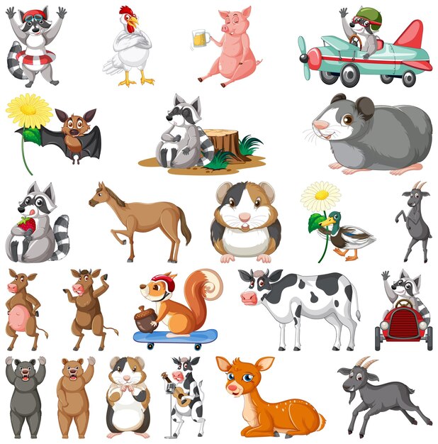 Conjunto de diferentes niños de animales.