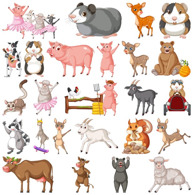 Conjunto de diferentes niños de animales.