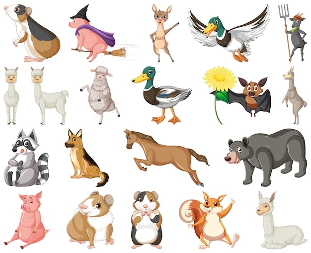 Vector gratuito conjunto de diferentes niños de animales.