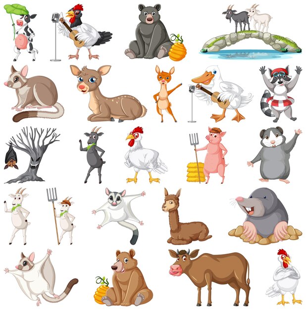 Conjunto de diferentes niños de animales.