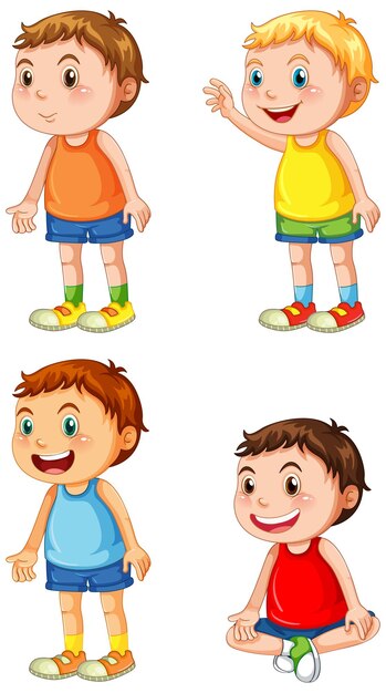 Conjunto de diferentes niños pequeños