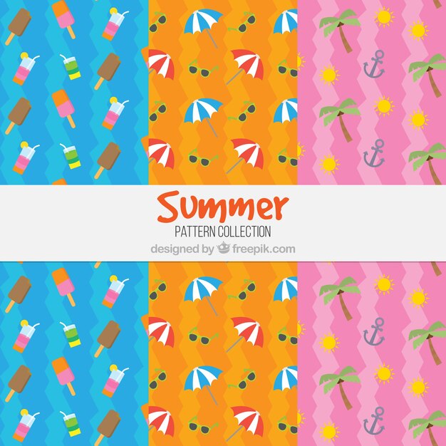 Conjunto de diferentes patrones de verano