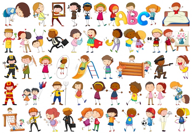 Conjunto de diferentes personajes sencillos.