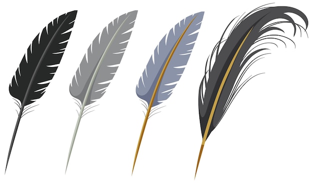 Vector gratuito conjunto de diferentes plumas de pluma