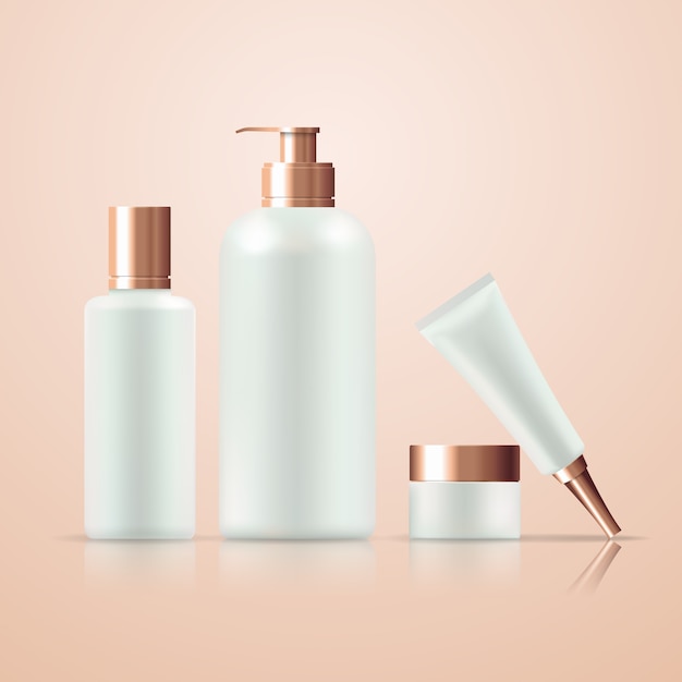 Conjunto de diferentes productos para el cuidado de la piel