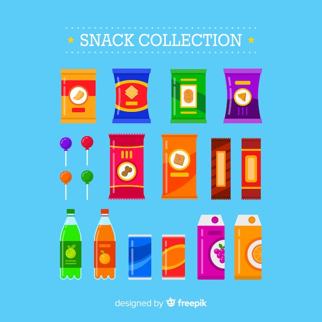 Vector gratuito conjunto de diferentes snacks