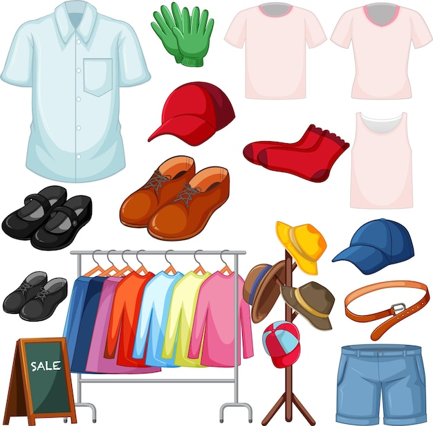 Conjunto De Etiquetas Arte Del Vector En Ropa Para Niños Ilustraciones svg,  vectoriales, clip art vectorizado libre de derechos. Image 64385663