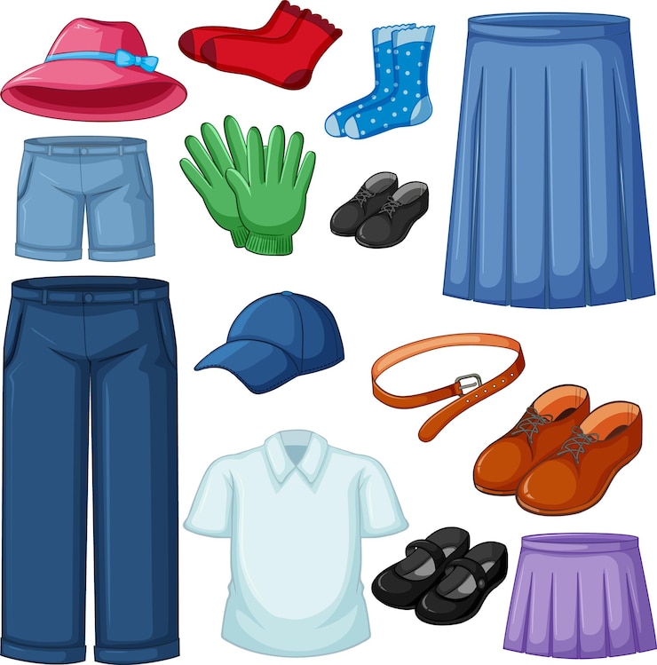 Vector gratuito un conjunto de diferentes telas sobre fondo blanco.