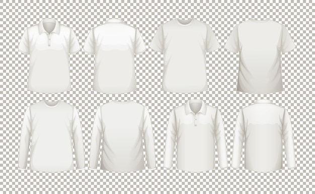 Conjunto de diferentes tipos de camisas del mismo color