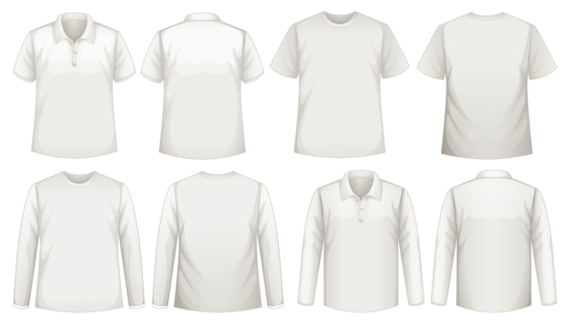Conjunto de diferentes tipos de camiseta del mismo color.