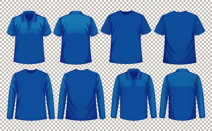Vector gratuito conjunto de diferentes tipos de camiseta del mismo color.