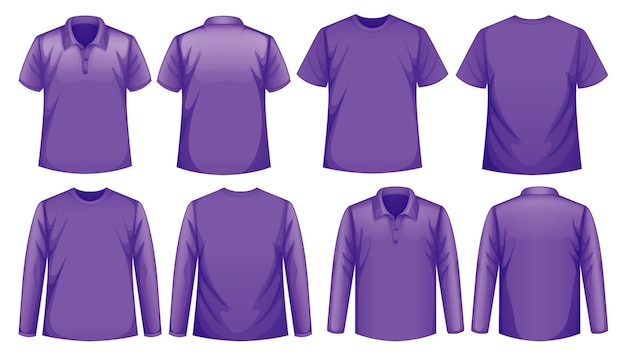 Conjunto de diferentes tipos de camiseta del mismo color.