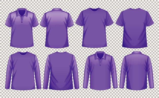 Vector gratuito conjunto de diferentes tipos de camiseta del mismo color.