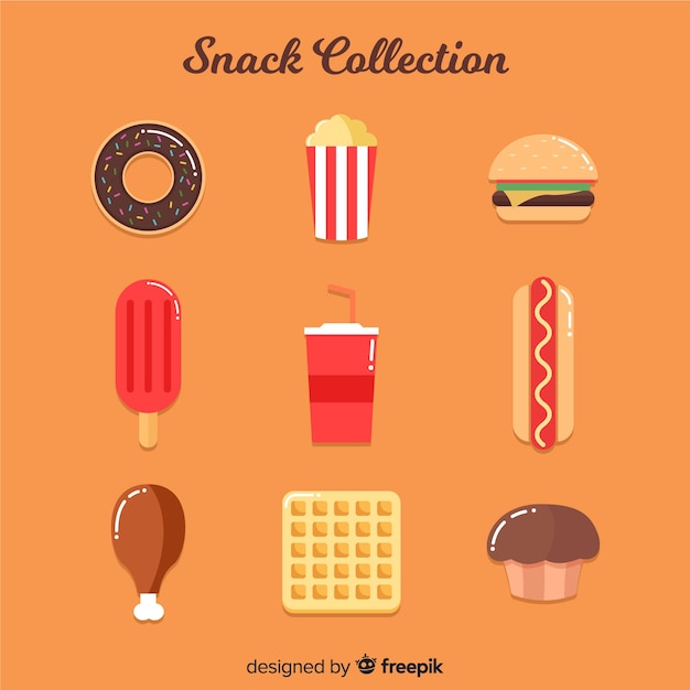 Conjunto de diferentes tipos de snacks