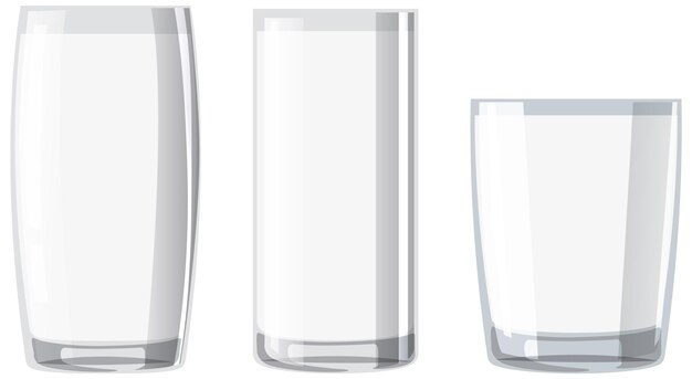Conjunto de diferentes vasos de leche.