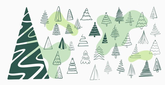 Conjunto de diseño de adornos de árbol de navidad dibujados a mano
