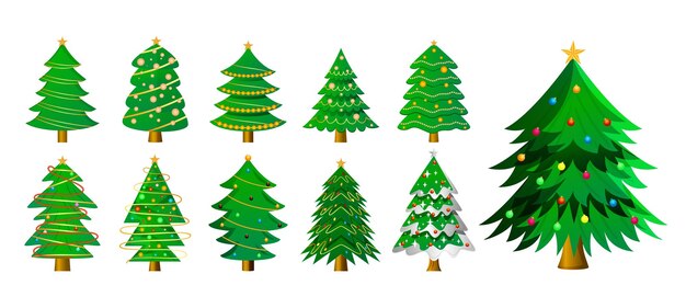 Conjunto de diseño de adornos decorativos para árboles de navidad.