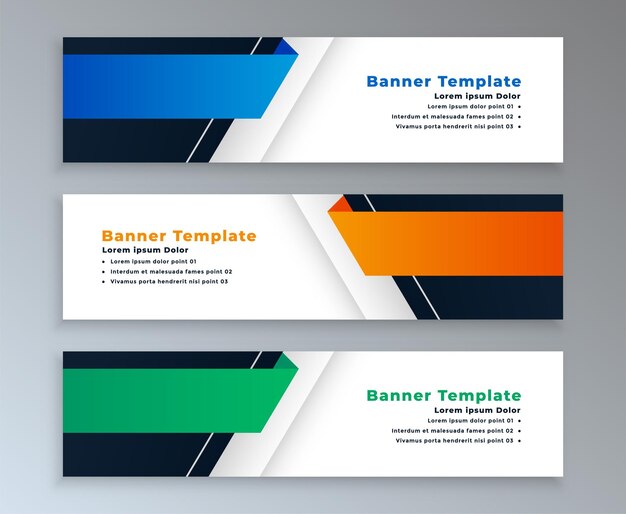 Conjunto de diseño de banner ancho estilo papel