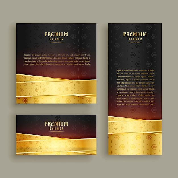 Conjunto de diseño de banner dorado premium