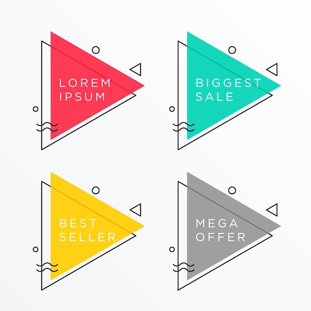 Vector gratuito conjunto de diseño de banner de forma de triángulo con espacio de texto