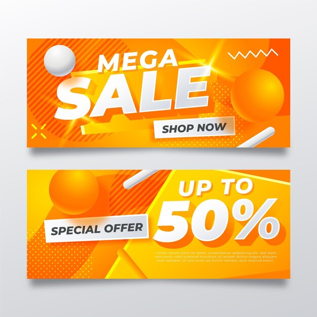 Conjunto de diseño de banners degradados
