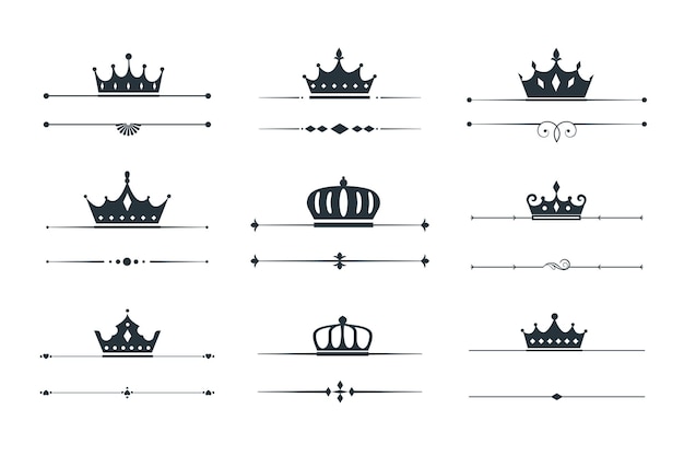 Conjunto de diseño de borde de loqotype de corona