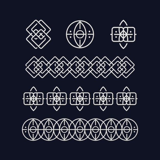 Conjunto de diseño de bordes celtas de diseño plano