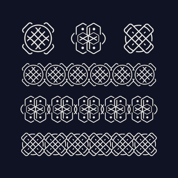 Conjunto de diseño de bordes celtas de diseño plano