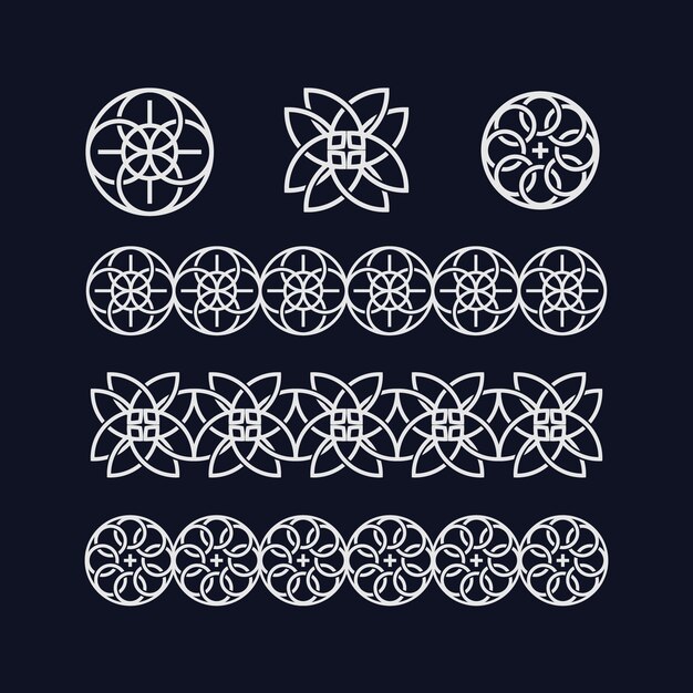 Conjunto de diseño de bordes celtas de diseño plano