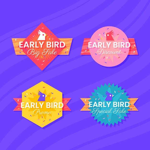 Conjunto de diseño degradado de aves anticipadas