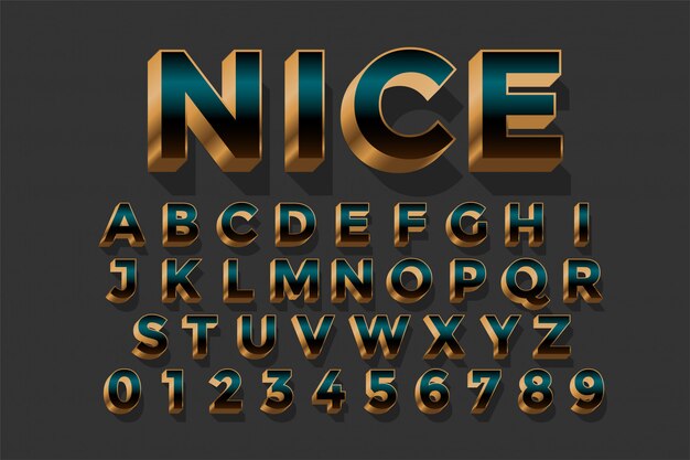 Conjunto de diseño de efecto de texto de lujo real dorado 3d