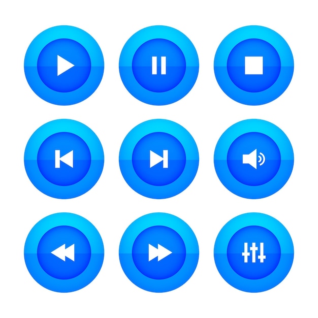 conjunto de diseño de icono de botón de reproductor de música