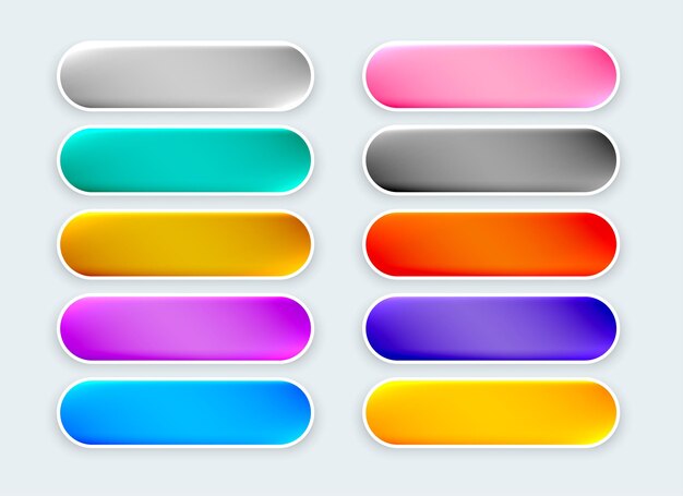 conjunto de diseño de icono de botón web de gradiente en blanco