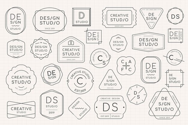 Conjunto de diseño de insignia de logotipo mínimo