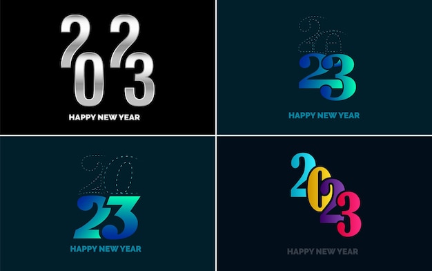 Conjunto de diseño de logotipo 2023 Feliz año nuevo 2023 Plantilla de diseño de número Decoración navideña 2023