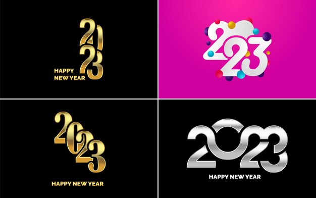 Conjunto de diseño de logotipo 2023 Feliz año nuevo 2023 Plantilla de diseño de número Decoración navideña 2023