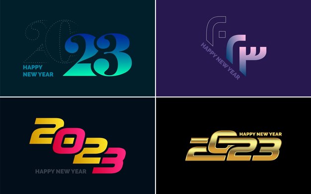 Conjunto de diseño de logotipo 2023 Feliz año nuevo 2023 Plantilla de diseño de número Decoración navideña 2023