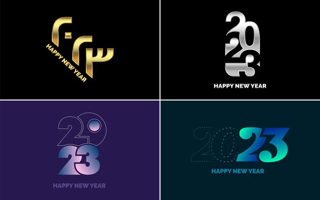Conjunto de diseño de logotipo 2023 Feliz año nuevo 2023 Plantilla de diseño de número Decoración navideña 2023