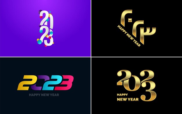 Conjunto de diseño de logotipo 2023 Feliz año nuevo 2023 Plantilla de diseño de número Decoración navideña 2023